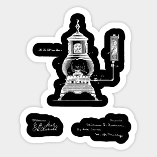 old burner Vintage Patent Hand Drawing Sticker